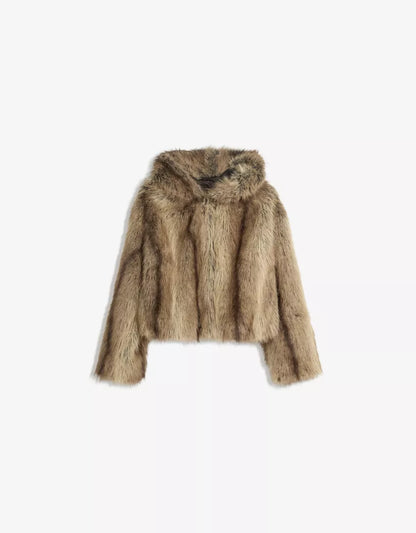 Plush Hooded Fur Coat
